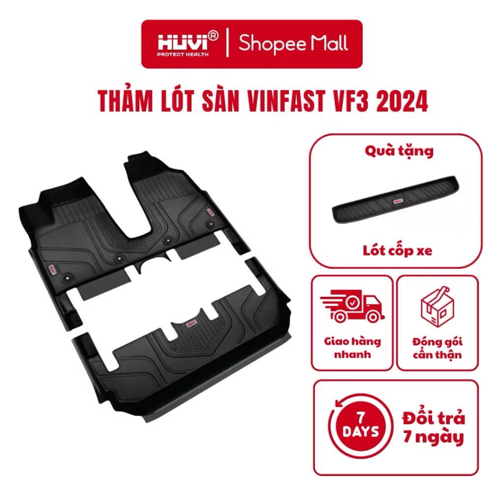 Review thảm lót sàn HUVI TPE 3D xe Vinfast VF3 Review thảm lót sàn HUVI TPE 3D xe Vinfast VF3